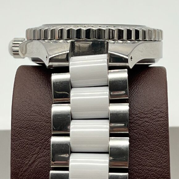 HILDAGO Watch, Ceramic-Stainless Steel-Diamonique CZ Bezel-Mother of Pearl Dial